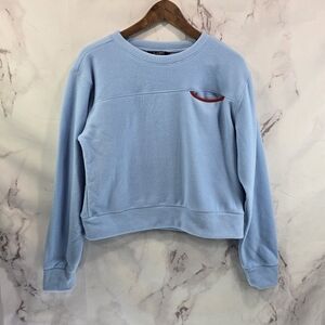 Stoic Sweatshirt Womens Medium Blue Fleece Pocket Pullover Crew Neck Boxy Crop
